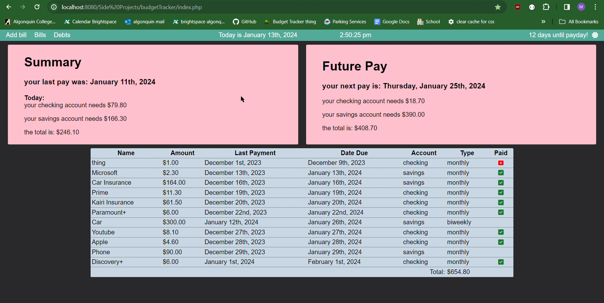 an image of my budget tracking app